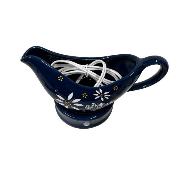Temp-tations by Tara Classic Electric Gravy Boat w/Warmer Blue/Navy Excellent! - Picture 2 of 8
